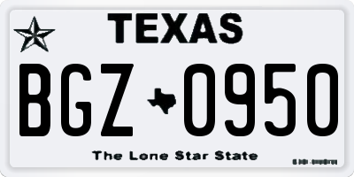 TX license plate BGZ0950