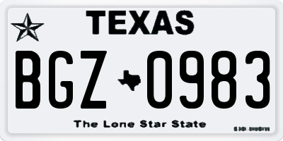 TX license plate BGZ0983