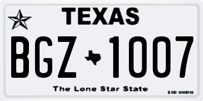 TX license plate BGZ1007