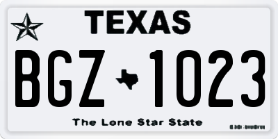 TX license plate BGZ1023