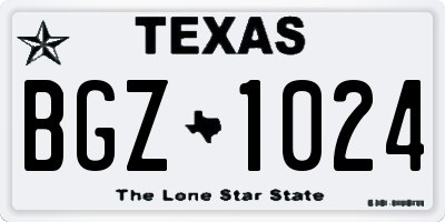 TX license plate BGZ1024