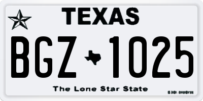 TX license plate BGZ1025