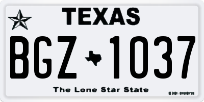 TX license plate BGZ1037
