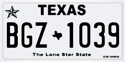 TX license plate BGZ1039