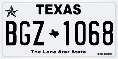 TX license plate BGZ1068