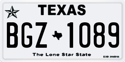 TX license plate BGZ1089