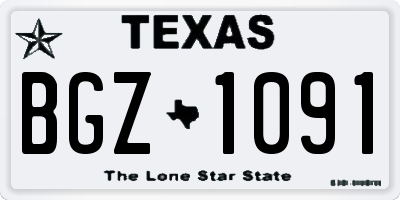 TX license plate BGZ1091