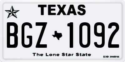 TX license plate BGZ1092
