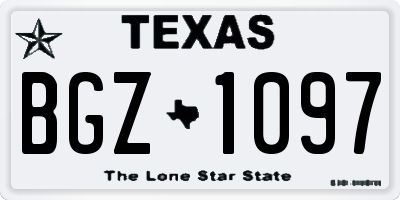 TX license plate BGZ1097