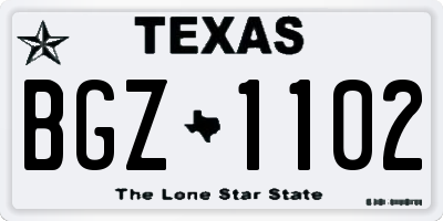 TX license plate BGZ1102
