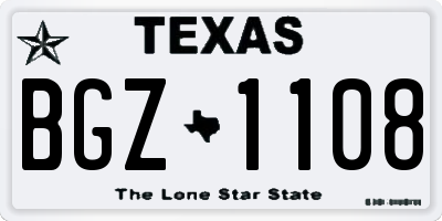 TX license plate BGZ1108