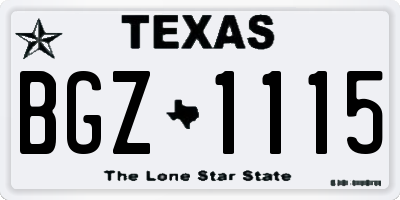 TX license plate BGZ1115