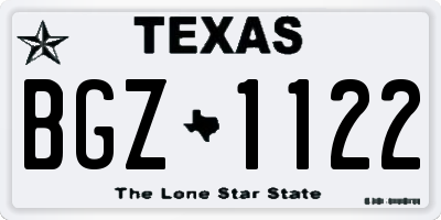 TX license plate BGZ1122
