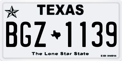 TX license plate BGZ1139