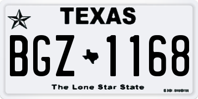 TX license plate BGZ1168