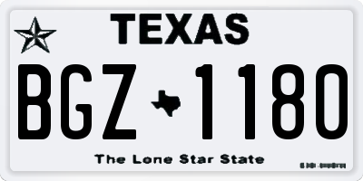 TX license plate BGZ1180