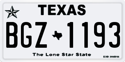 TX license plate BGZ1193