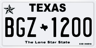 TX license plate BGZ1200