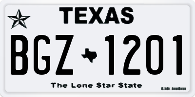 TX license plate BGZ1201