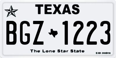 TX license plate BGZ1223