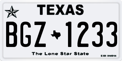 TX license plate BGZ1233