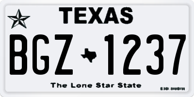 TX license plate BGZ1237