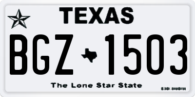 TX license plate BGZ1503