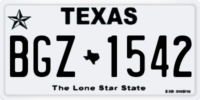 TX license plate BGZ1542
