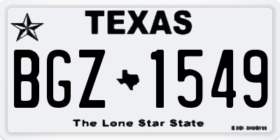 TX license plate BGZ1549