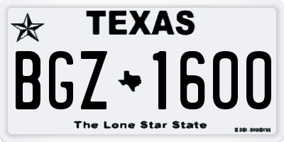 TX license plate BGZ1600