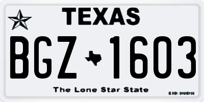 TX license plate BGZ1603