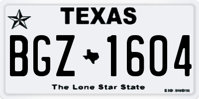TX license plate BGZ1604