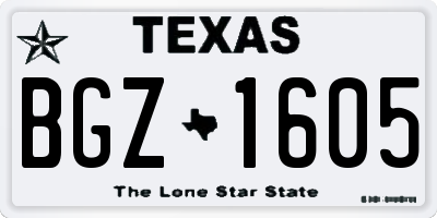 TX license plate BGZ1605