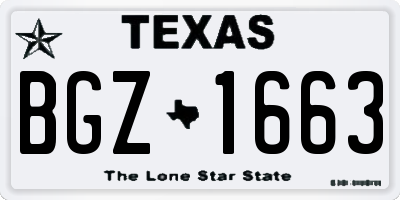 TX license plate BGZ1663
