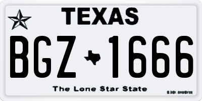 TX license plate BGZ1666