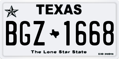 TX license plate BGZ1668
