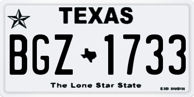 TX license plate BGZ1733