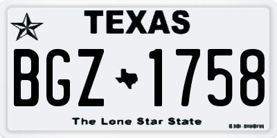 TX license plate BGZ1758