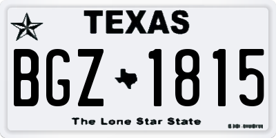 TX license plate BGZ1815