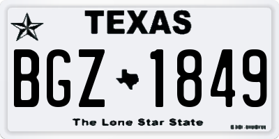 TX license plate BGZ1849