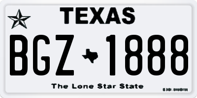 TX license plate BGZ1888