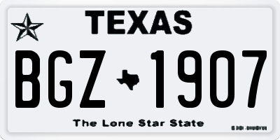 TX license plate BGZ1907