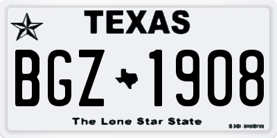 TX license plate BGZ1908