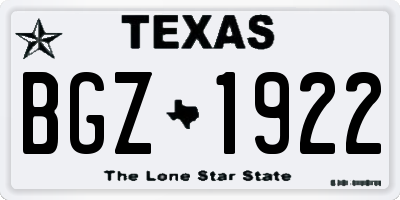 TX license plate BGZ1922