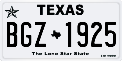 TX license plate BGZ1925