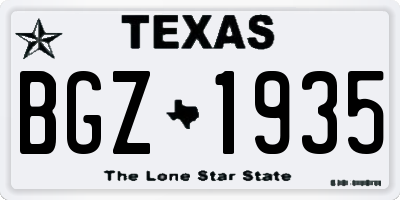TX license plate BGZ1935