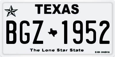 TX license plate BGZ1952