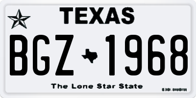 TX license plate BGZ1968