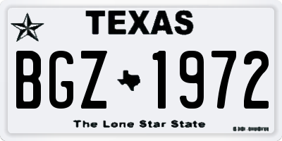 TX license plate BGZ1972