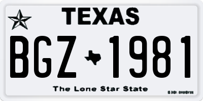 TX license plate BGZ1981